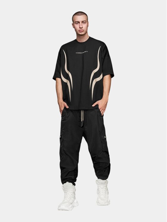 MADE BY SOCIETY MADE BY SOCIETY Ścierka Pantaloni cargo - P16657 Czarny Basic Fit
