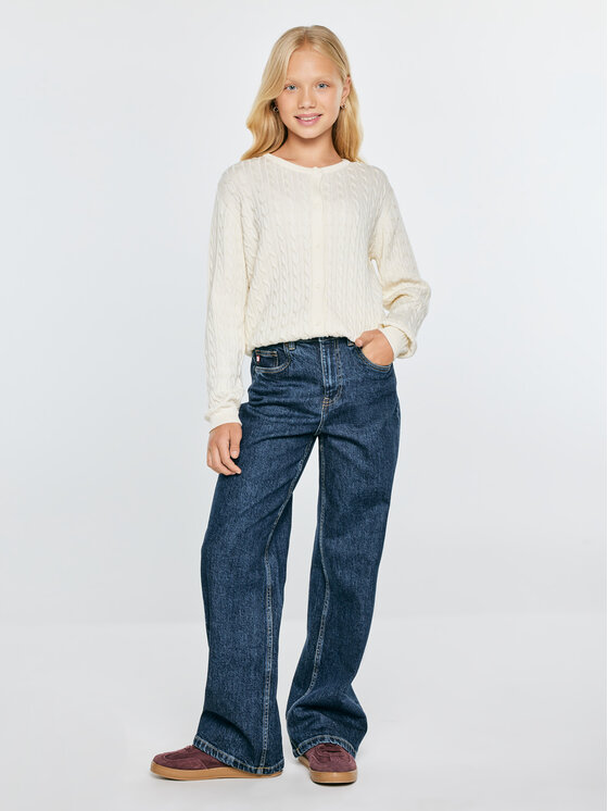 BIG STAR BIG STAR Sweter KARISITA Kremowy Basic Fit