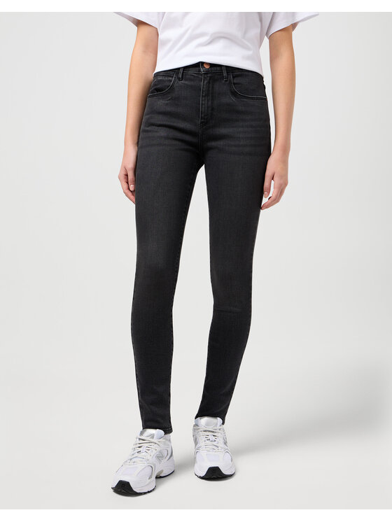 Wrangler Wrangler Spodnie materiałowe HIGH SKINNY Niebieski Skinny Fit