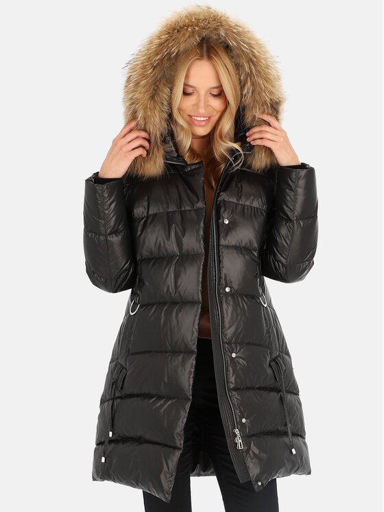 Perso Perso Kurtka damska BLH241062FXR Czarny Regular Fit