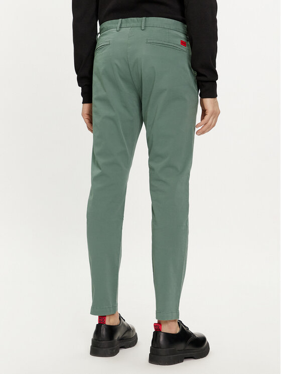 HUGO Hugo Čino bikses David222D 50468314 Zaļš Slim Fit