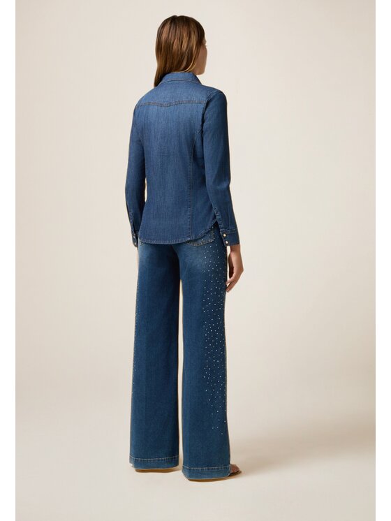 Oltre Oltre Koszula 5642R002998N034 Niebieski Slim Fit