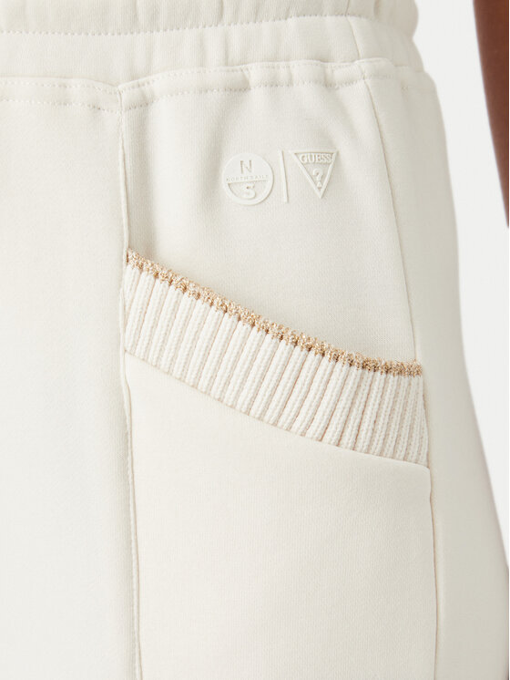 Guess Guess Spodnie dresowe W6YB31 K5319 Kremowy Wide Leg