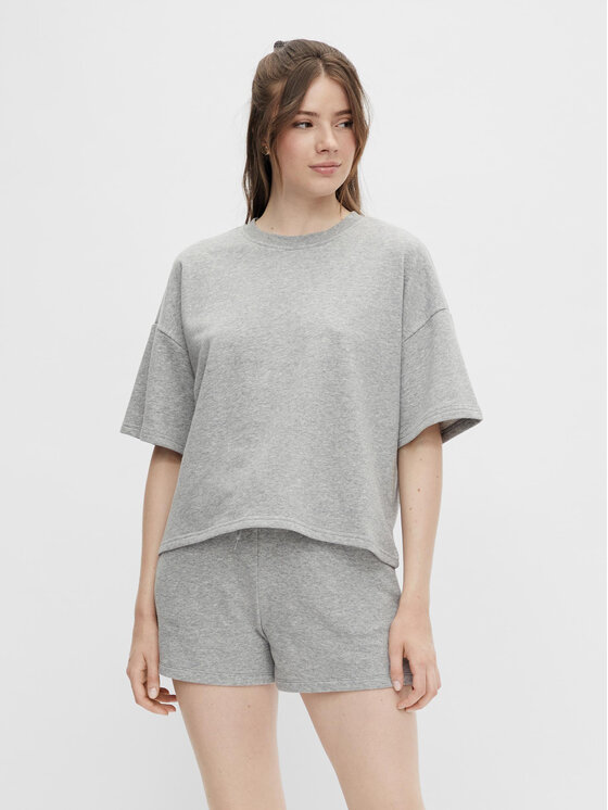 Pieces Pieces Тишърт Chilli Summer 17118870 Сив Loose Fit