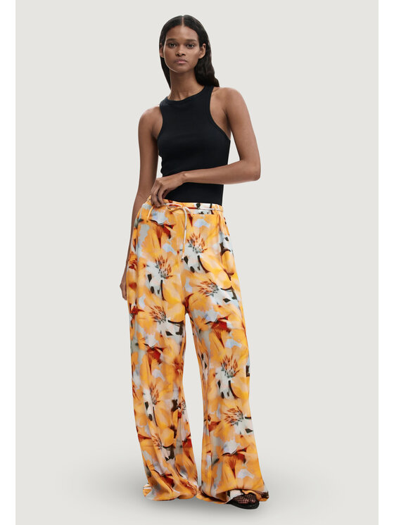 Desigual Desigual Medžiaginės kelnės Pant Preston 26SWPW38 Oranžinė Relaxed Fit