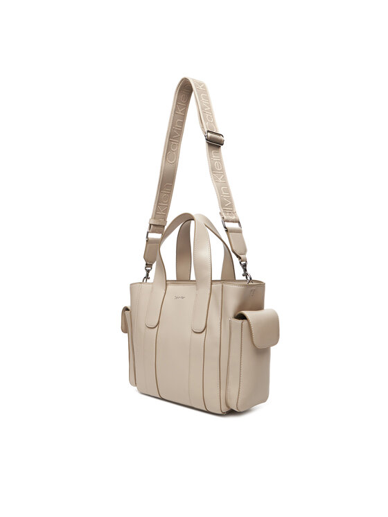 Calvin Klein Calvin Klein Geantă Webbing Strap Small Tote LV04F3290G Écru