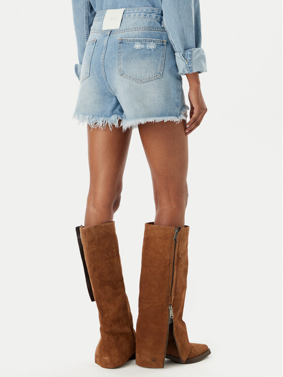 Eleh Eleh Szorty jeansowe EL122 Niebieski Regular Fit