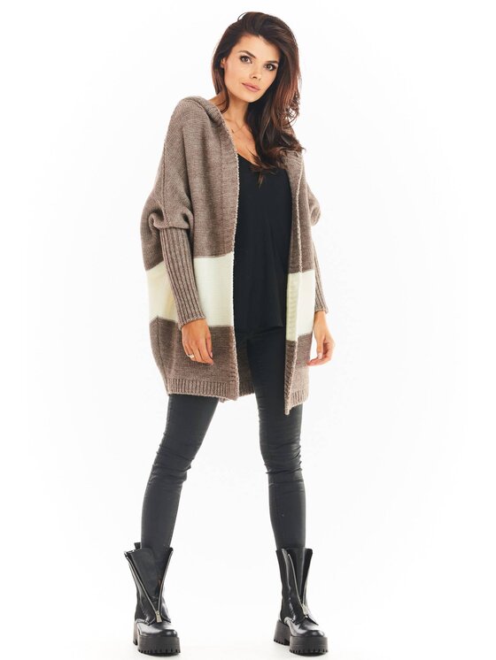 Awama Awama Sweter A392 Beżowy Basic Fit