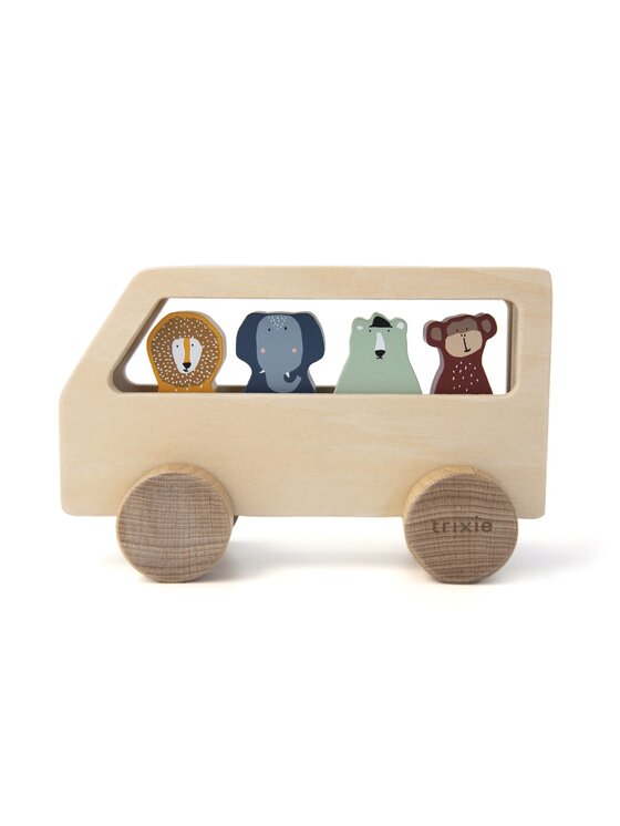 Trixie Baby Trixie Baby Zabawka Drewniany autobus dla zwierząt Kolorowy