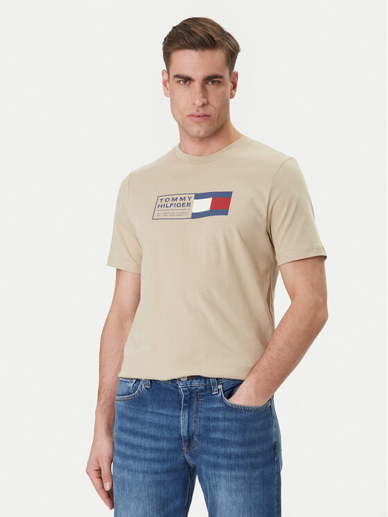 Tommy Hilfiger Tommy Hilfiger T-Shirt Brand Love Box MW0MW42366 Béžová Regular Fit
