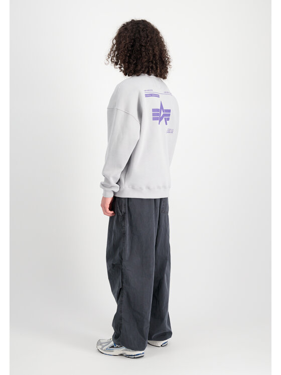 Alpha Industries Alpha Industries Bluza Logo Backprint Sweatshirt Szary Relaxed Fit