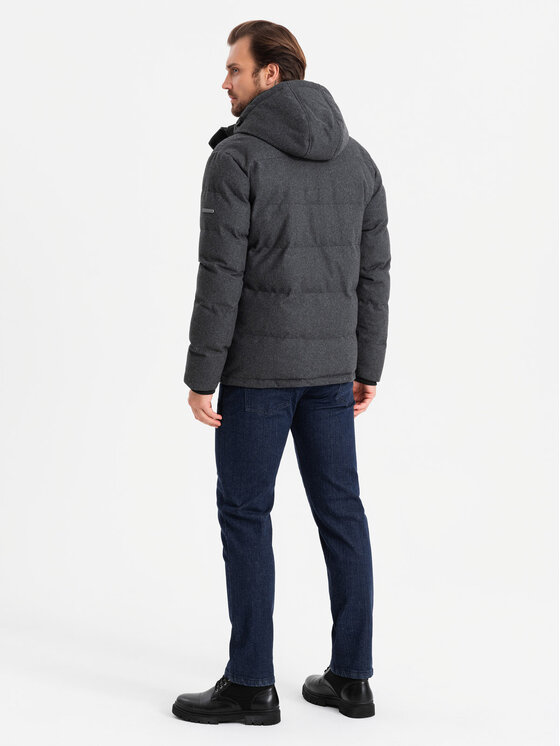 Ombre Ombre Vatovaná bunda OM-JAHP-0203 Černá Regular Fit