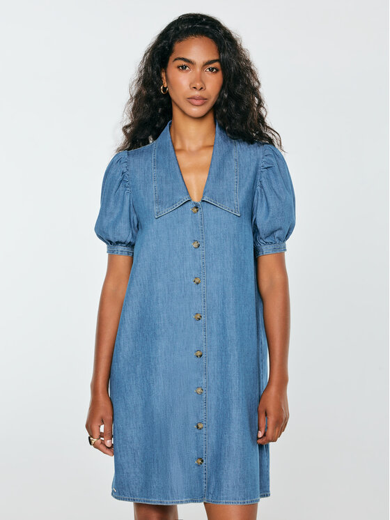 BIG STAR BIG STAR Sukienka jeansowa JENNIE Niebieski A-Line Fit