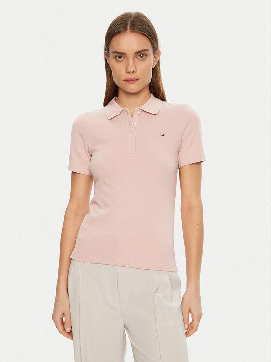 Tommy Hilfiger Damskie Polo, rozmiar L, Różowe, 1985 WW0WW43225