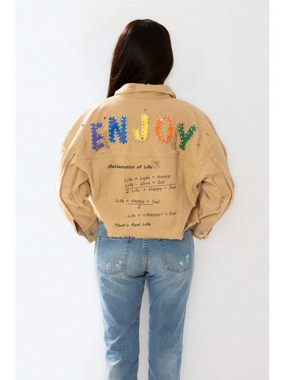 MATSOUR'I MATSOUR'I Kurtka jeansowa Enjoy Beżowy Easy Fit