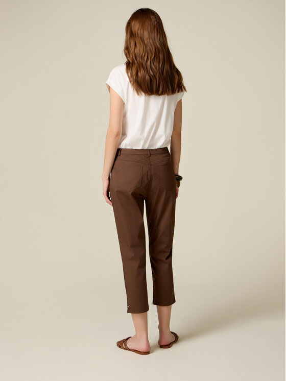 Oltre Oltre Pantaloni di tessuto P737R009311N032 Marrone Cropp Fit