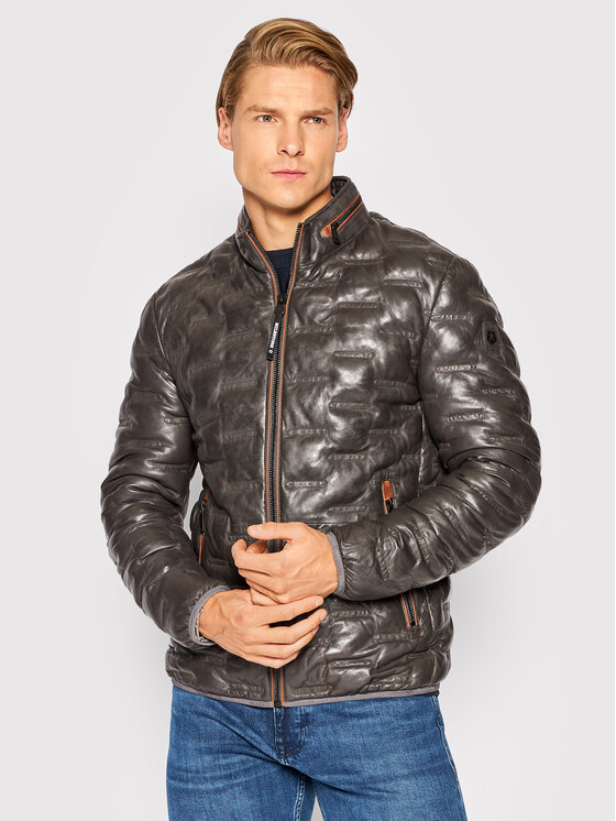 Milestone Milestone Kurtka skórzana Aversa 231019 60080 Szary Regular Fit