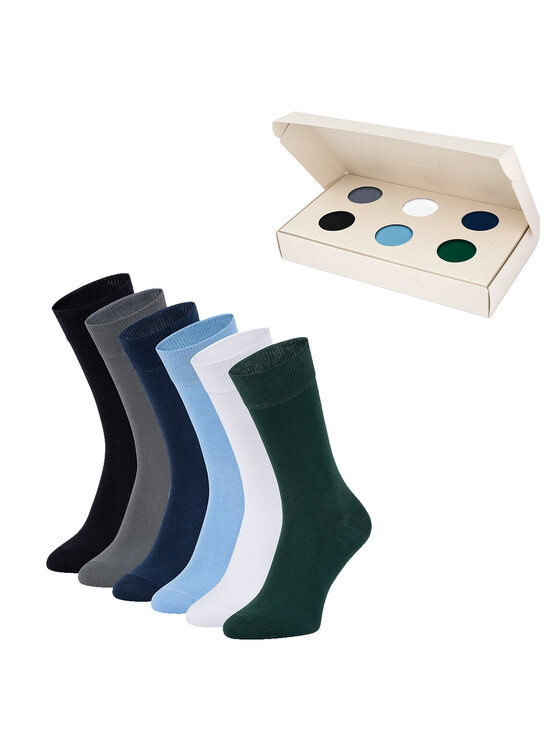 Zestaw 6 par wysokich skarpet unisex Zooksy, Rozmiar 41/46, Kolorowy, Basic