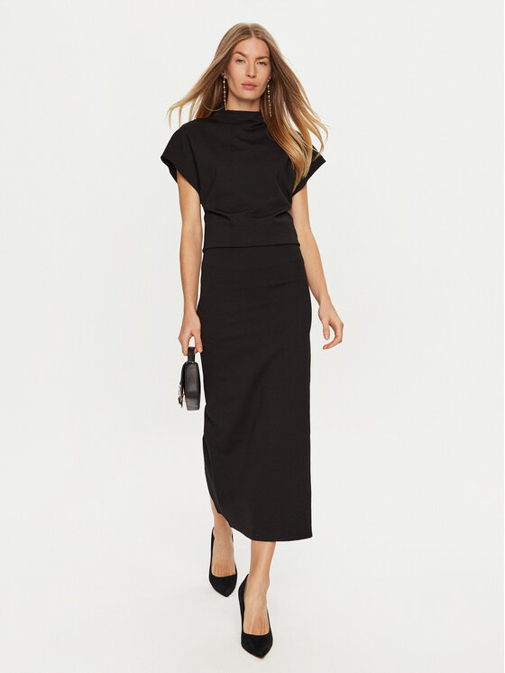 ViCOLO ViCOLO Midi szoknya TS0133 Fekete Regular Fit