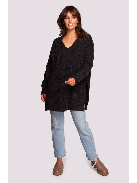 BeWear BeWear Sweter BK087 Czarny Modern Fit