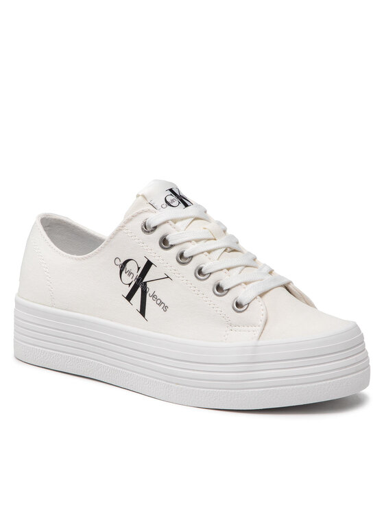 Calvin Klein Jeans Calvin Klein Jeans Tenis superge Vulcanozed Flatform Laceup Co YW0YW00254 Bela