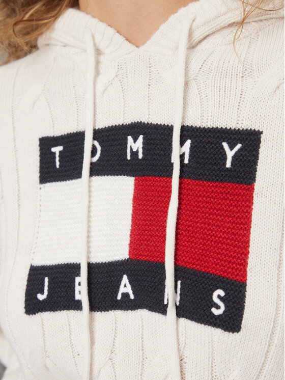 Tommy Jeans Tommy Jeans Sweter Center Flag DW0DW16528 Écru Regular Fit
