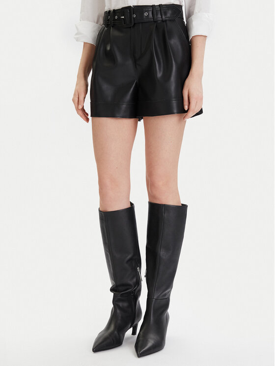 Morgan Morgan Pantaloncini in similpelle 242-SHOANE Nero Slim Fit