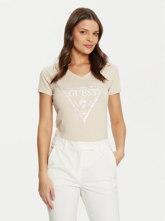 Guess T-krekls W5RI21 J1314 Bēšs Regular Fit