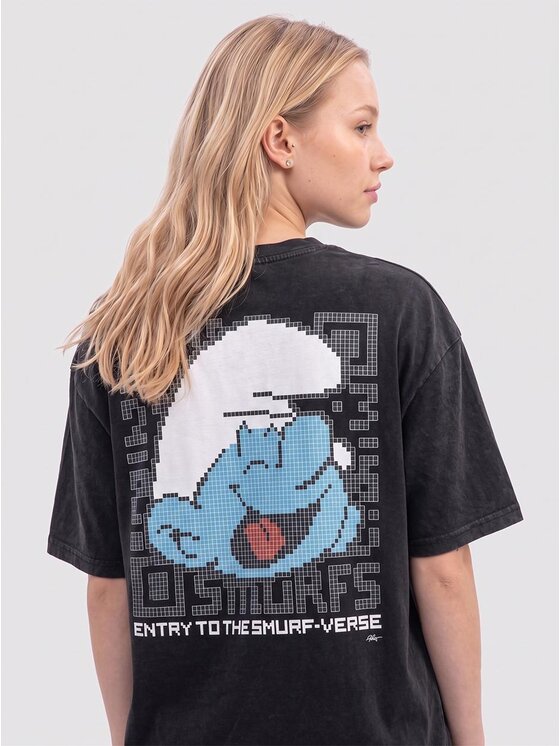 Smerfy Smerfy T-Shirt 132204 Czarny Oversize