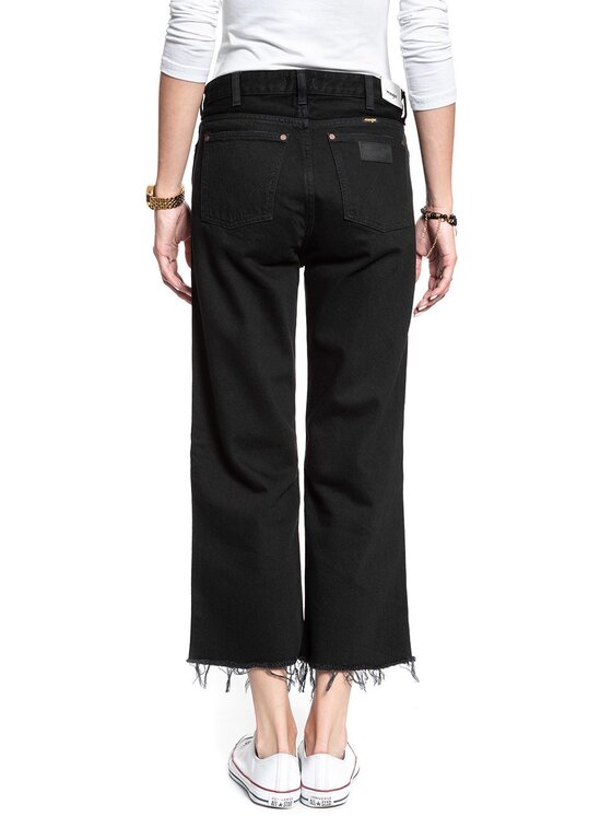 Wrangler Wrangler Jeansy RETRO CROP BOYFRIEND Czarny Loose Fit