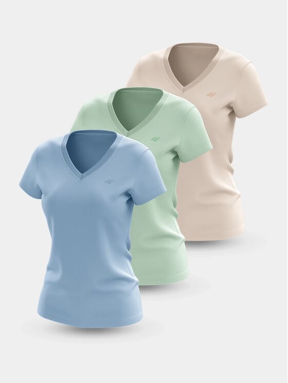 4F Komplet 3 t-shirtów 4FWSS25TTSHF3098-90S Kolorowy Regular Fit