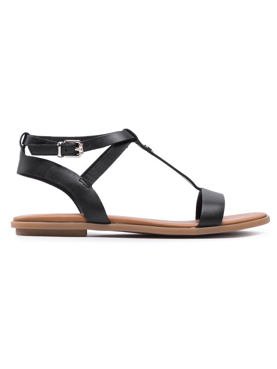 Tommy Hilfiger Tommy Hilfiger Сандали Feminine Leather Flat Sandal FW0FW05628 Черен