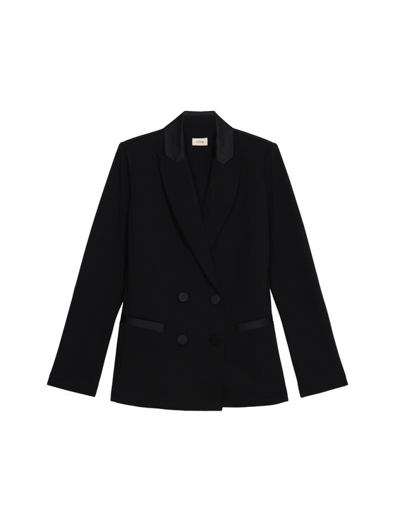 Oltre Oltre Marynarka Q782R004561N033 Czarny Slim Fit