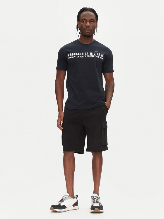 Aeronautica Militare Aeronautica Militare Pantaloni scurți sport 251BF025F459 Negru Regular Fit