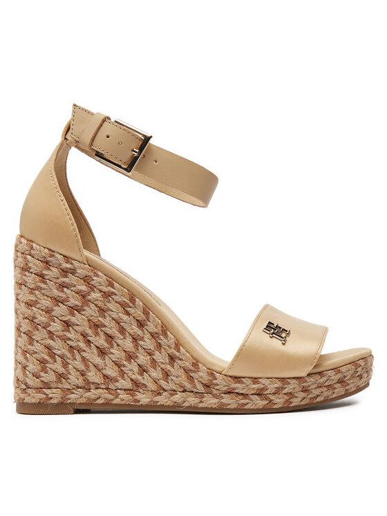 Tommy Hilfiger Espadrillas Colorful High Wedge Satin Sandal FW0FW07914 Beige