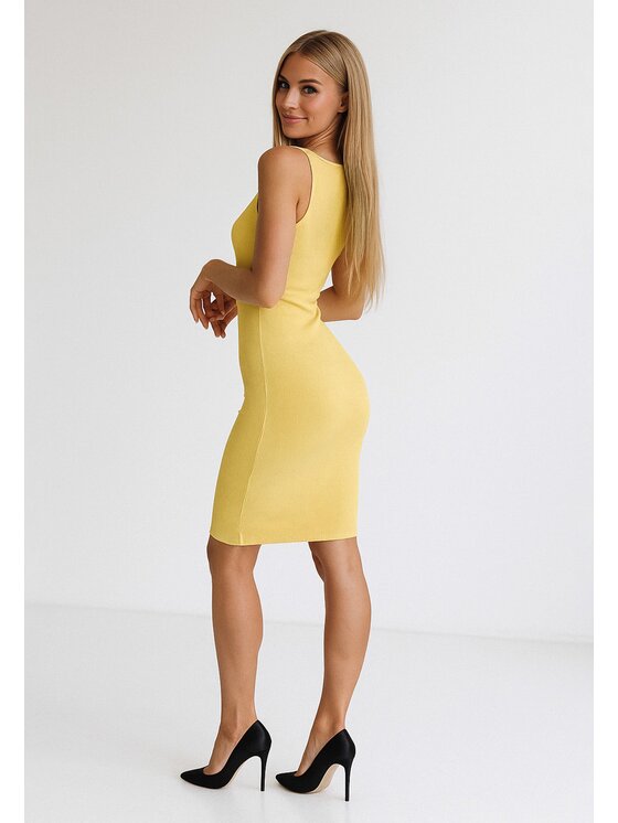 Nudyess Nudyess Sukienka letnia Louisiana mimi z prążka Żółty Fitted Fit