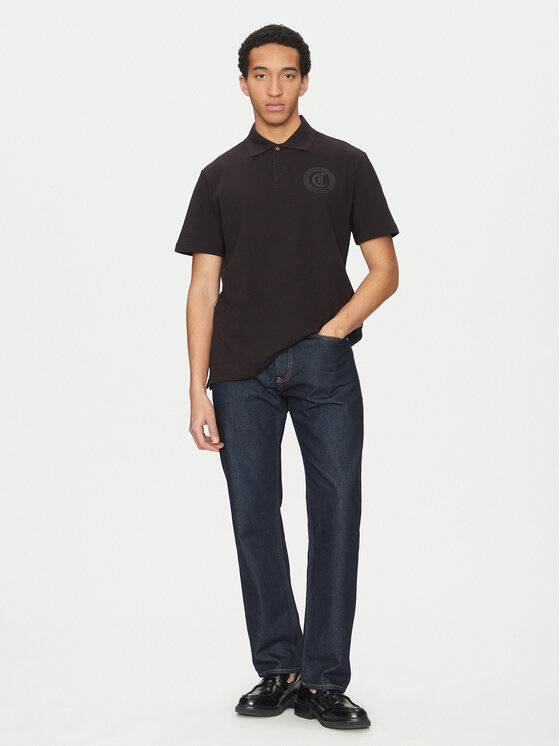Just Cavalli Just Cavalli Тениска с яка и копчета 78OAGT01 Черен Regular Fit