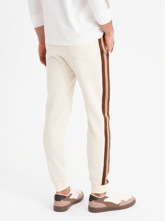 Ombre Ombre Spodnie dresowe OM-PASK-0258 Beżowy Regular Fit