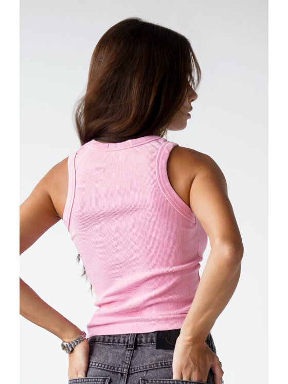 MissDenim MissDenim Top Washed Tank Top Różowy Basic Fit