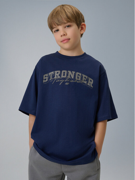 4F 4F T-Shirt CAMPUS VIBES Granatowy Loose Fit