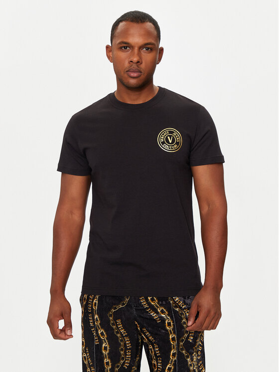 Versace Jeans Couture T-krekls 77GAHT00 CJ00T Melns Slim Fit