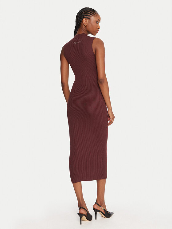 Guess Guess Trikotažinė suknelė W5BK23 Z3OW2 Ruda Slim Fit