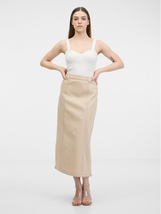 Orsay Orsay Spódnica jeansowa 1000448048000__46 Beżowy A-Line Fit