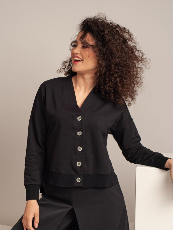 Willsoor Willsoor Kardigan 66972 Czarny Loose Fit