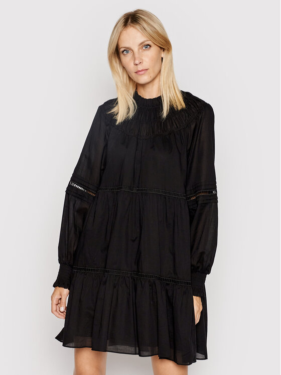 MICHAEL Michael Kors Kasdieninė suknelė Smocked Lawn Tiered MU1808L4YJ  Juoda Regular Fit • Modivo.lt