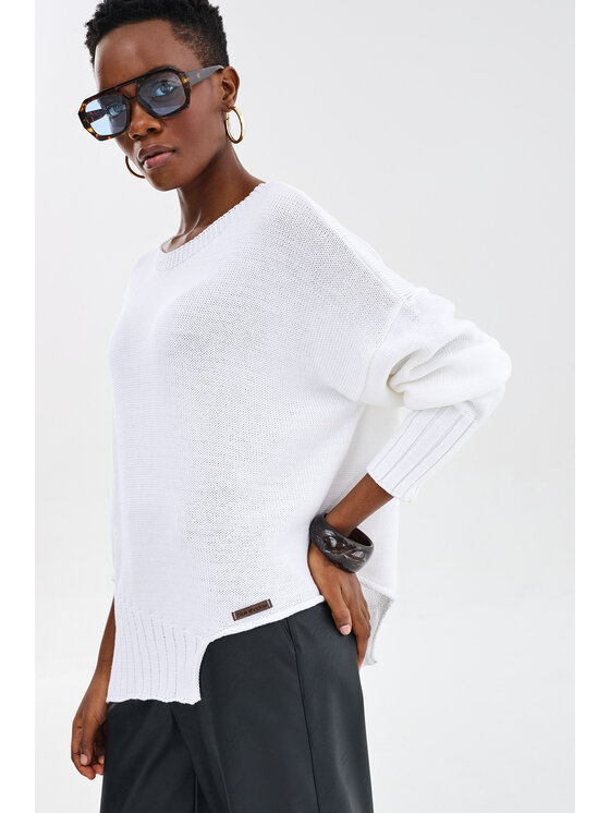 blue shadow blue shadow Sweter Bocq Écru Regular Fit