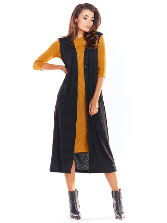 Awama Awama Kamizelka A329 Czarny Basic Fit