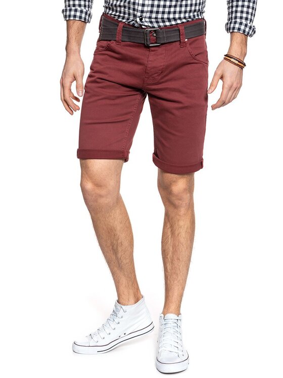 Mustang Mustang Pantaloncini di jeans 5 POCKET SHORT Rosso Slim Fit