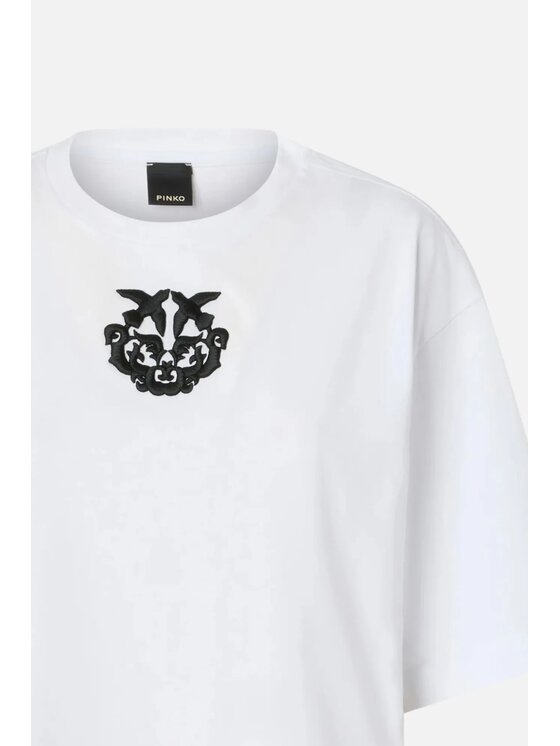 PINKO PINKO T-Shirt BORGHETTO T-SHIRT JERSEY LOGO Bílá Comfort Fit