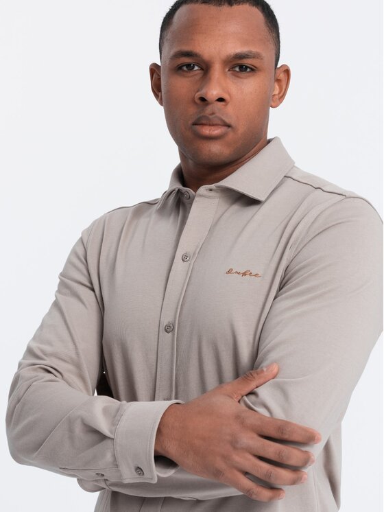 Ombre Ombre Košile OM-SHCS-0138 Šedá Regular Fit